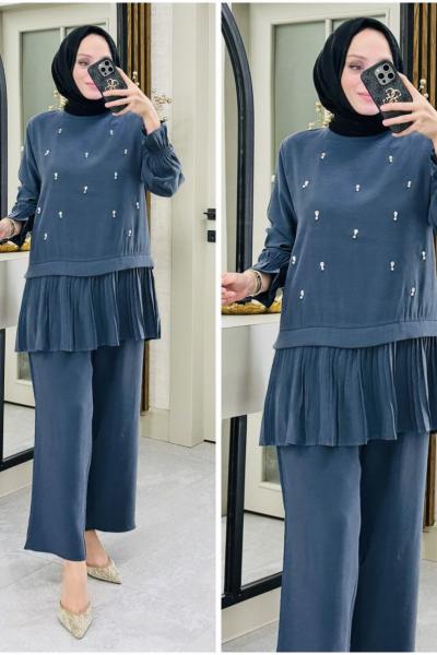 Çiğdem eteği pikseli takım Antrasit