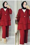 Arzu krep kumaş takım Bordo