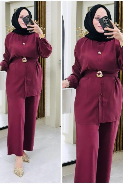 Burcu kemerli takım Bordo