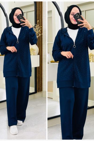 Duru taşlı takım Lacivert